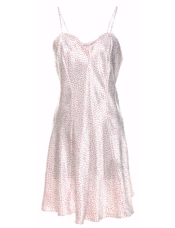 White & Red Polka Dot Print Slip Dress - S Modern Women's Tech