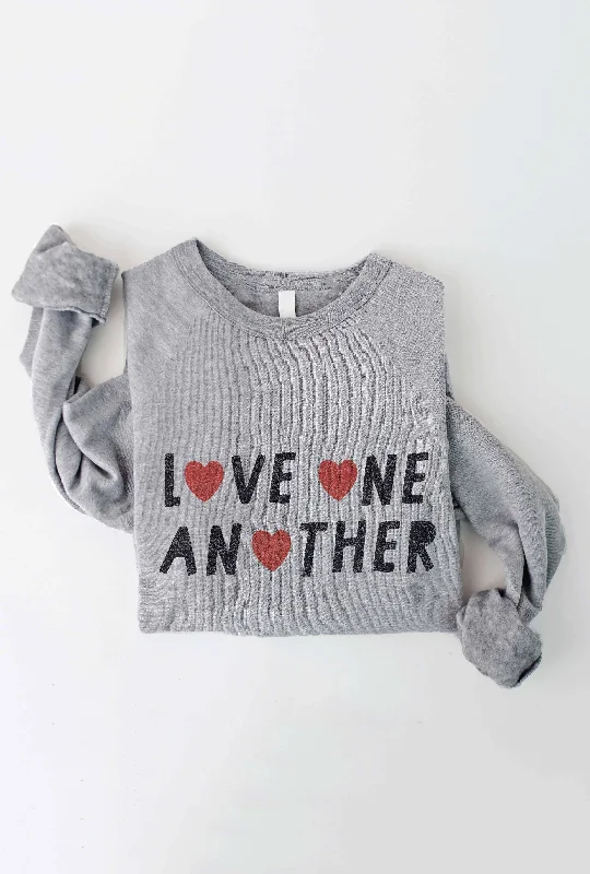 LOVE ONE ANOTHER Graphic Sweatshirt: ATHLETIC HEATHER / L Traditional Women's 