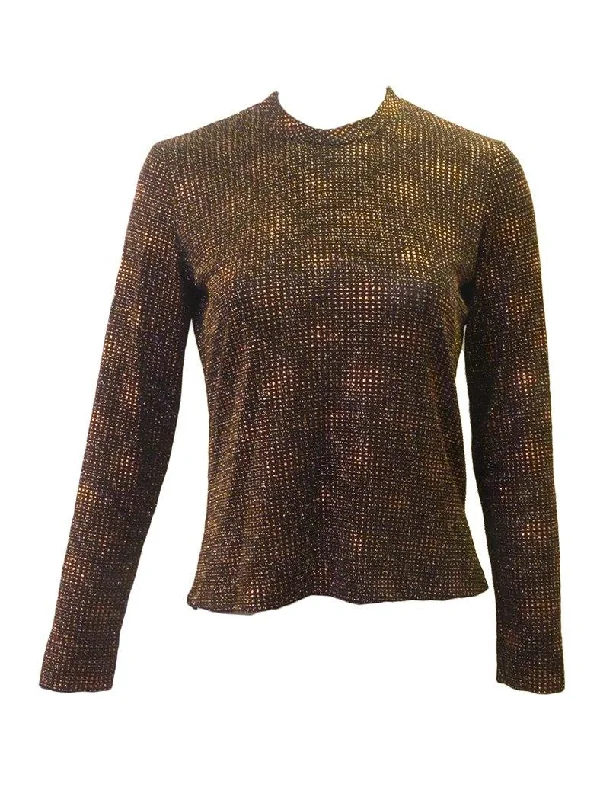Sportchic Metallic High Neck Top Artistic Women's Hand - painted