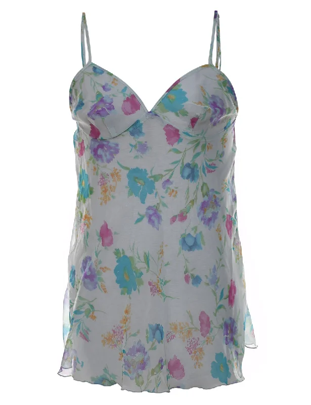 Floral Print Multi-Colour Sheer Babydoll - S Business