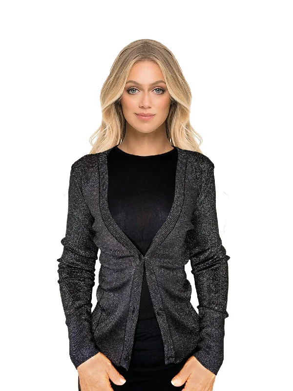 So Sweet Metallic Button Cardigan Trendy Women's 