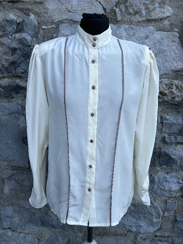 80s sheer cream blouse uk 10-12 Hip Women's Urban