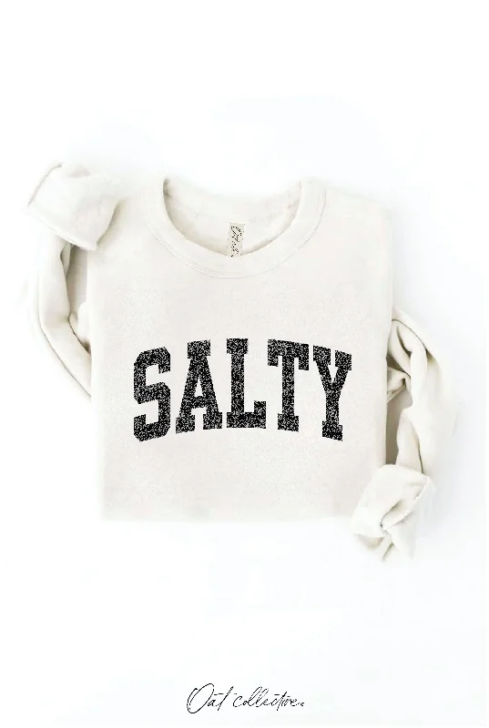 SALTY Graphic Sweatshirt   : VINTAGE WHITE LONG SLEEVE Sleek Women's 