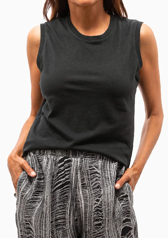 Classic Jersey Fitted Muscle Tank | Black Vacation
