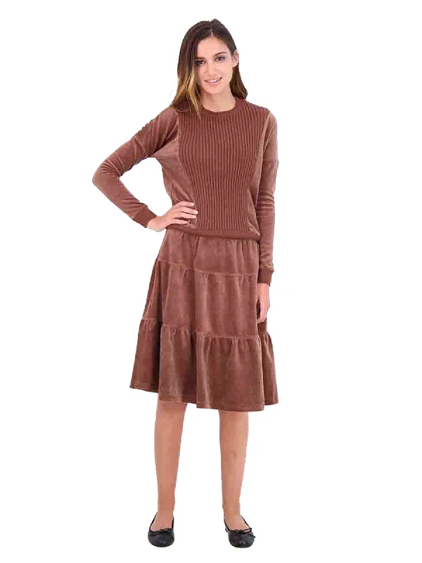 5 Stars Ribbed Velour Crewneck Top Contemporary 