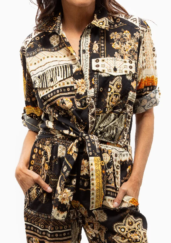 Nathy Shirt | Black/Ochre Hip Women's Retro