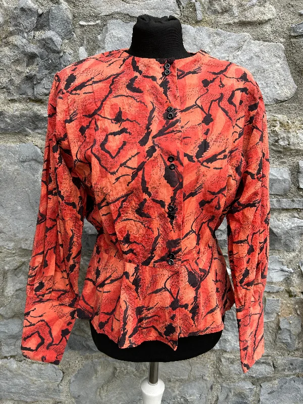 80s abstract orange blouse uk 12 Disco