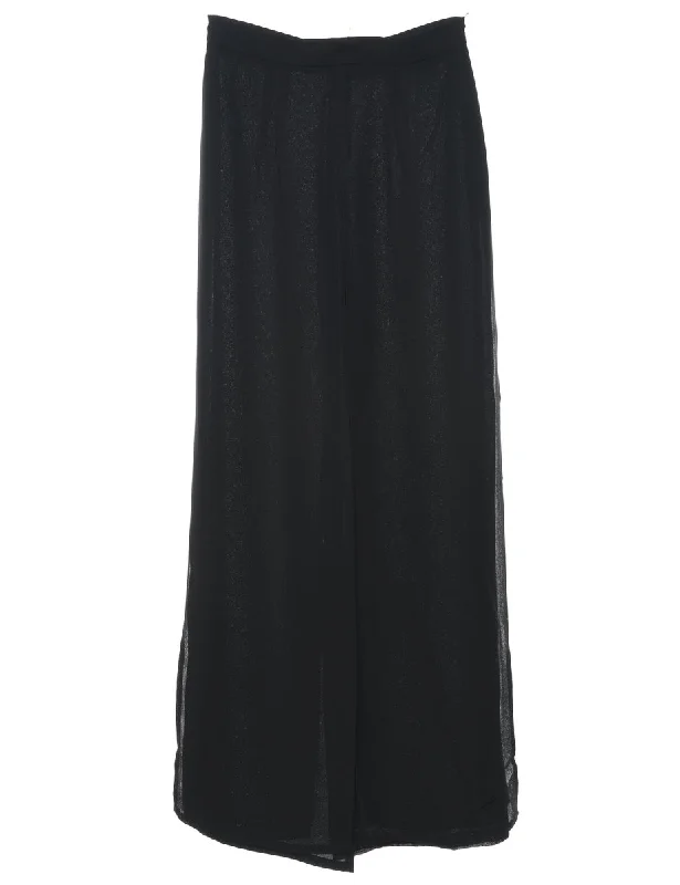 Black Flared Leg Palazzo - W25 L30 Elegant Women's 