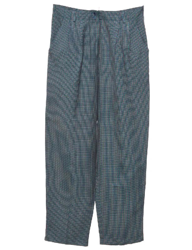 Green Checked Trousers - W27 L28 Scandinavian