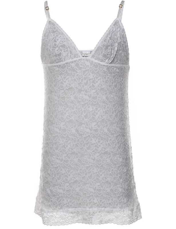 White Lace Sheer Slip Dress - L Scandinavian