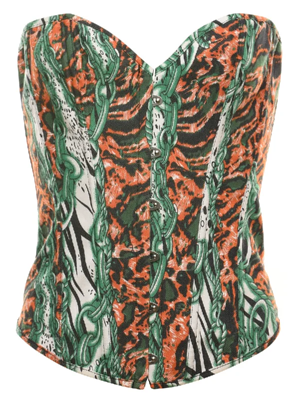 Animal & Abstract Y2K Print Boned Corset - S Elegant Women's Formal 