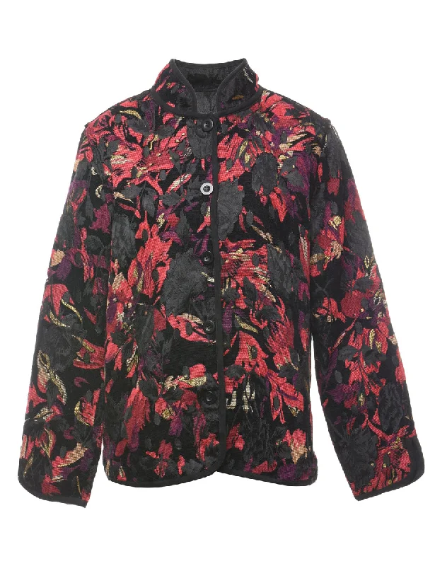 Abstract Floral Pattern Multi-Colour Tapestry Jacket - L Modern Women's 