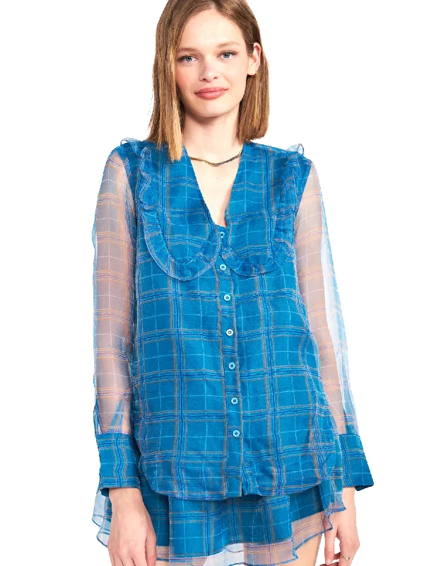 En Saison Plaid Organza Blouse Confident Women's Power