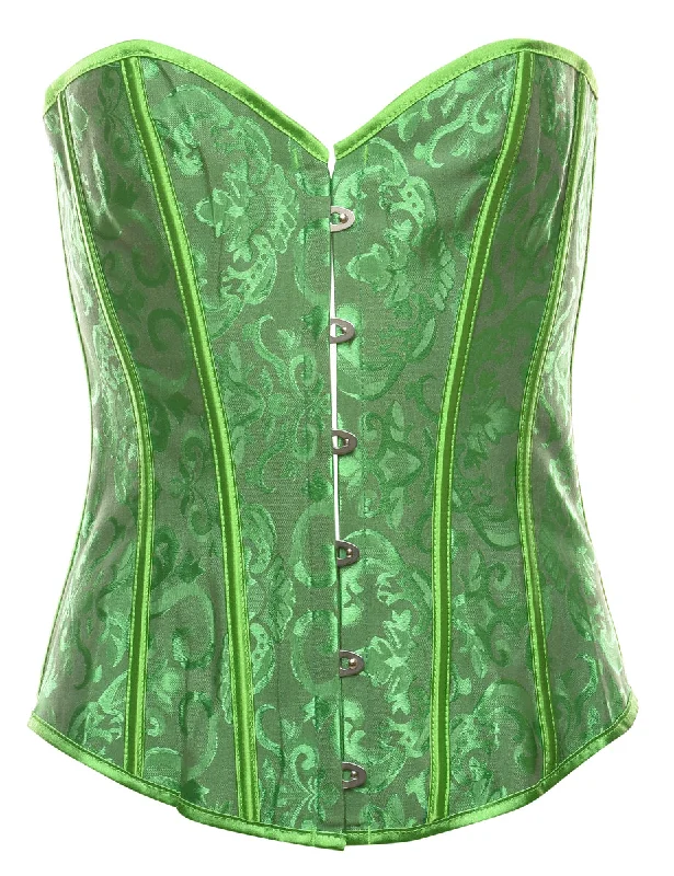 Jacquard Pattern Green Floral Corset - S Hip Women's Retro
