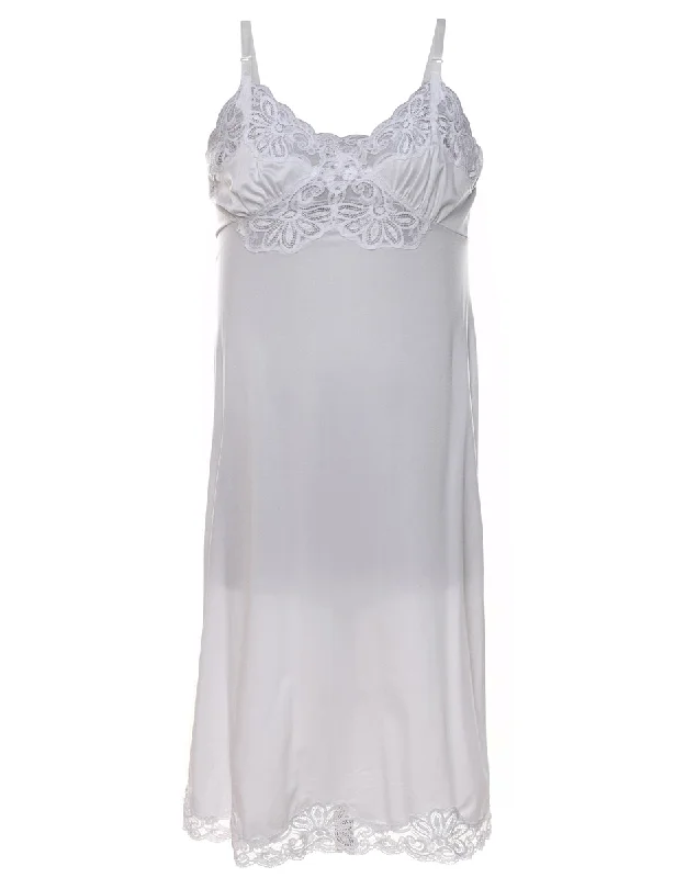 White Lace Trim Slip Dress - S garde
