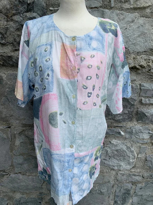 New Fast 80s pastel floral shirt  uk 10-12 Feminine Women's Soft 
