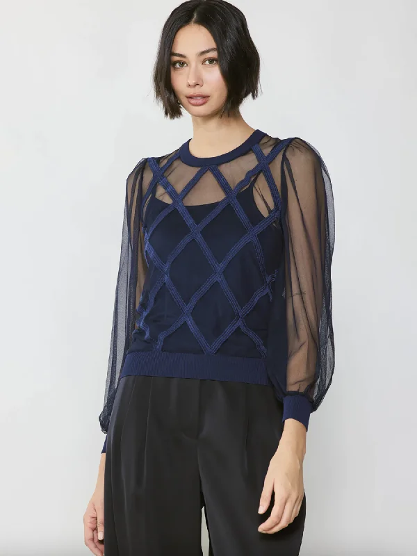 Current Air Sheer Crosshatch Lined Top Refined Women's Classic 