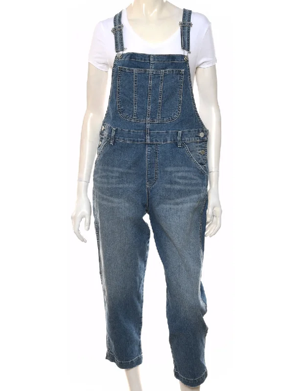 Jordache Cropped Medium Wash Skinny-Fit Dungarees - W36 L25 Cool Women's Skate