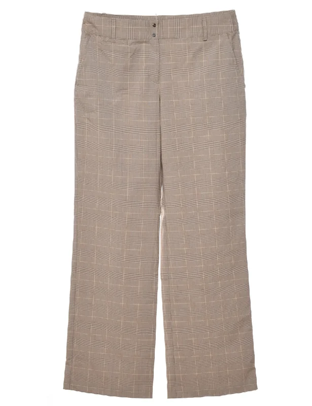 Izod Checked Light Brown Trousers - W31 L30 Feminine Women's Soft 