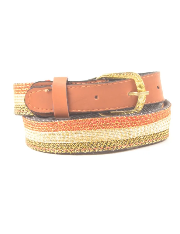 Lurex Thread Pattern Fashion Belt - L Trendy Women's 