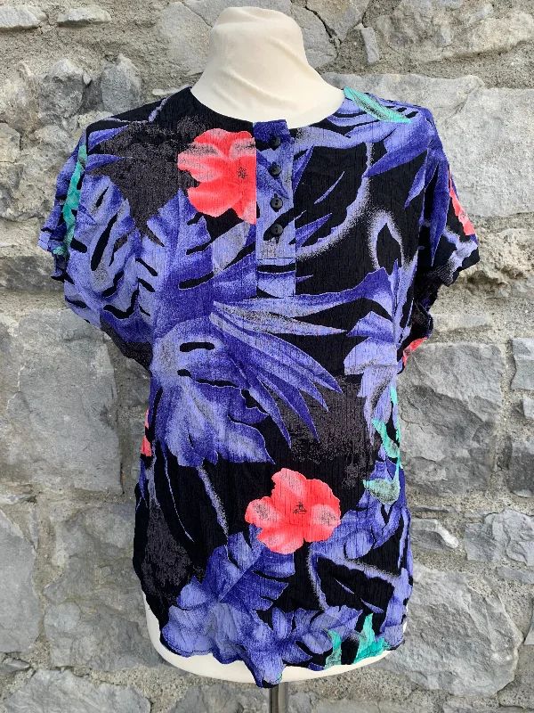 Whimy 80s wrinkled flower top   uk 10 Preppy Women's College