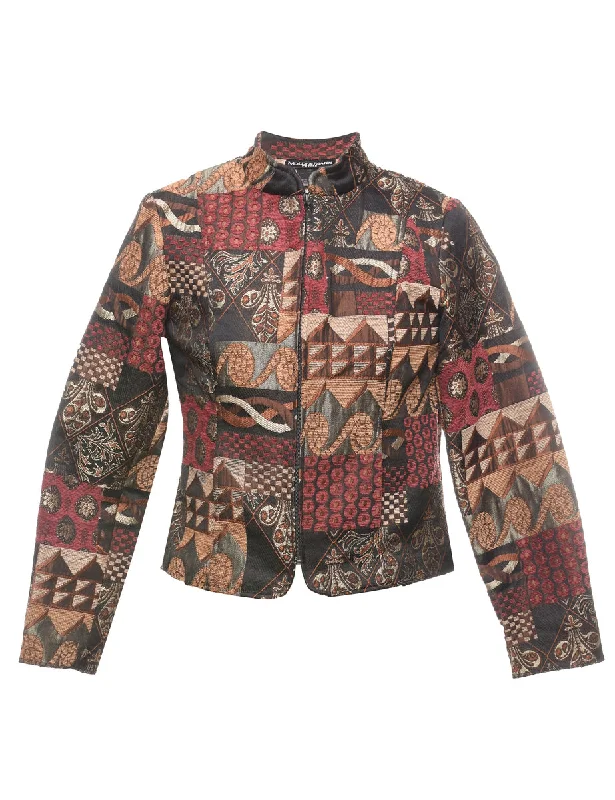 Multi-Colour Patchwork Tapestry Jacket - S Geometric
