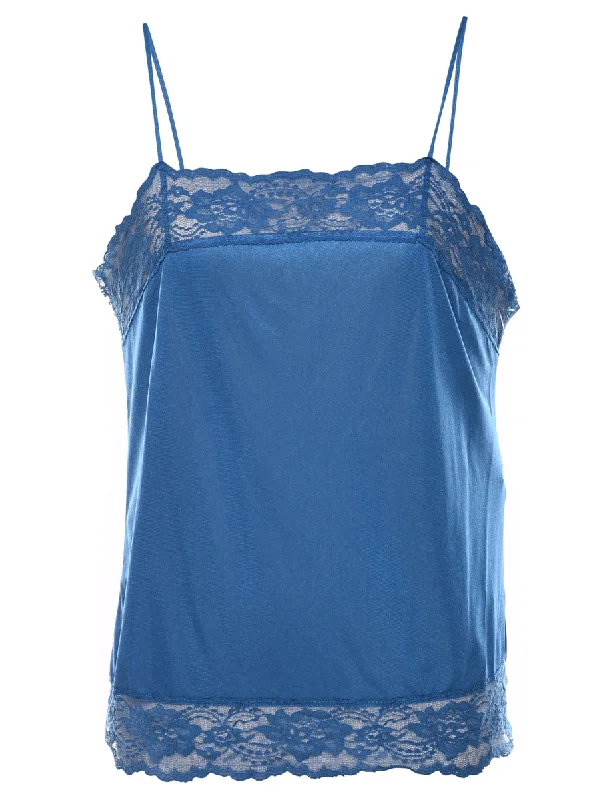 Blue Lace Trim Camisole  - S Contemporary 