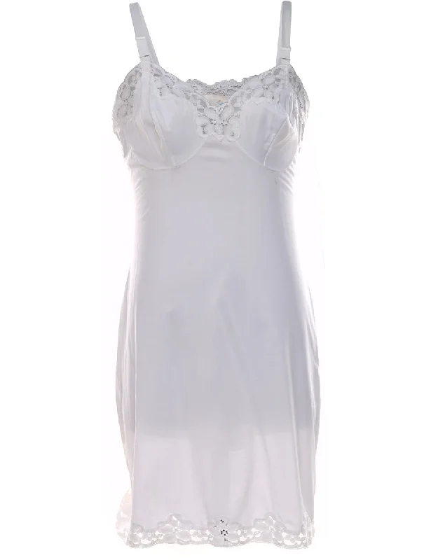 White Lace Slip Dress - M Sophisticated Women's Tailored