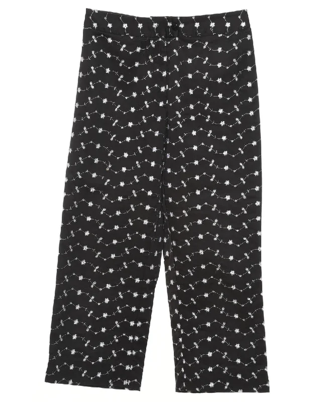 Black Embroidered Trousers - W27 L23 Compression