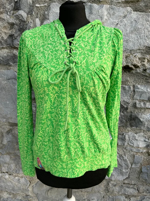 Green floral hooded top uk 10-12 Relaxed Women's Beachy