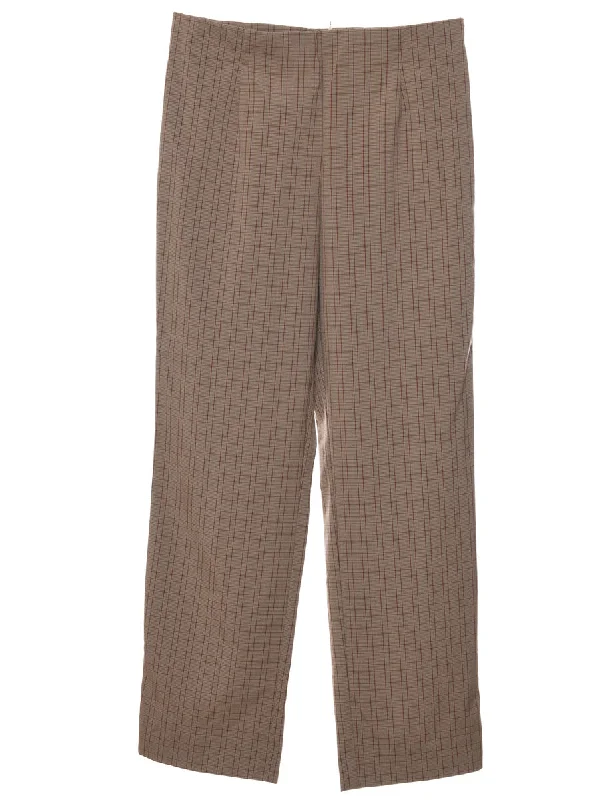 Brown Checked Trousers - W30 L31 Gym