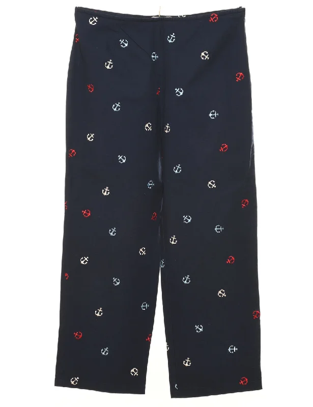 Embroidered Nautical Design Trousers - W30 L27 Bohemian Women's Free