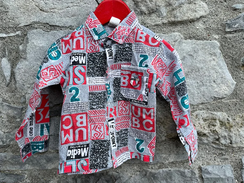 90s Red&grey patches shirt  12m (80cm) Cozy Women's Winter