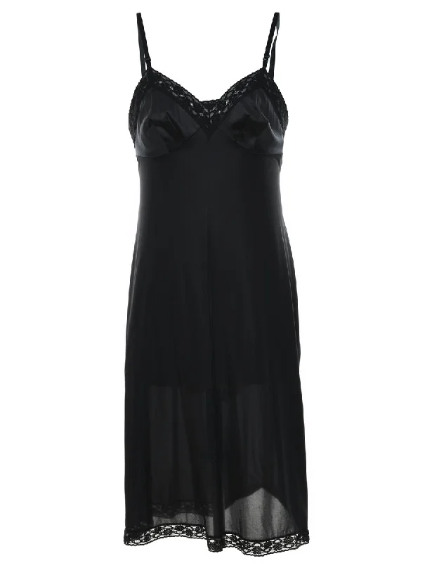 Black Lace Trim Slip Dress - S Country