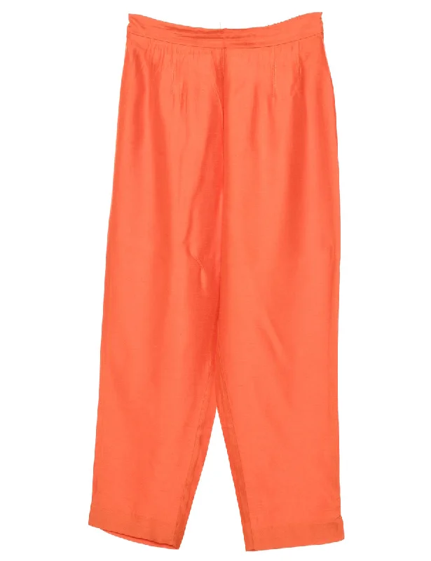 High Waist Orange Trousers - W26 L27 Gym