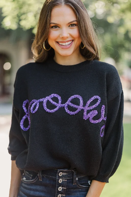 Let's Get Spooky Black Script Sweater Streetwear Style for 
