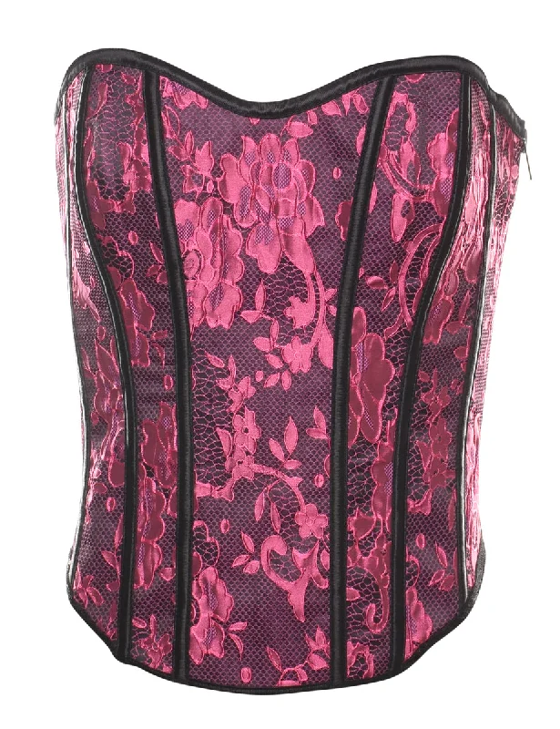 Jacquard Pattern & Lace Pink Classic Corset - M Sporty Women's Tennis