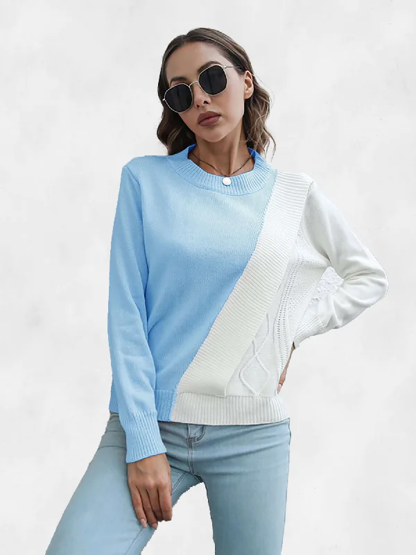 Asia Direct+  Diagonal Color Block Knit Sweater Edgy Women's Punk