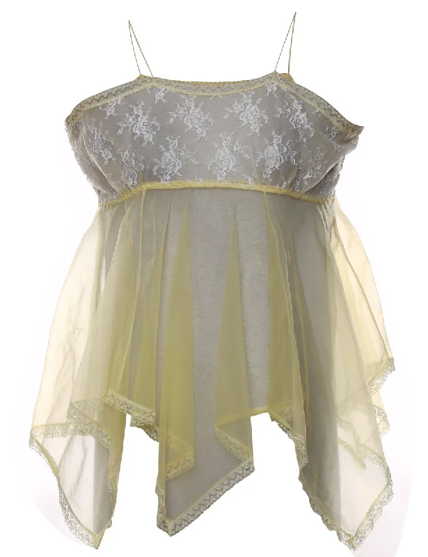 Pale Yellow & White Sheer Babydoll - M Compression