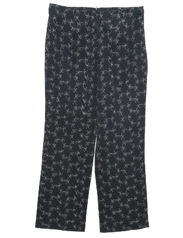 Black Embroidered Trousers - W30 L29 Business