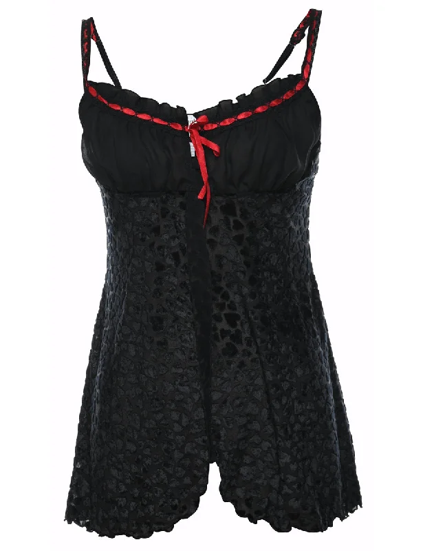 Black & Red Contrast Babydoll - S Disco