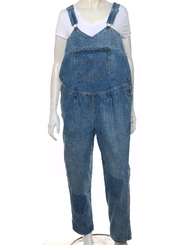 Medium Wash Classic Wide-Leg Dungarees - W40 L26 Traditional Women's Wool