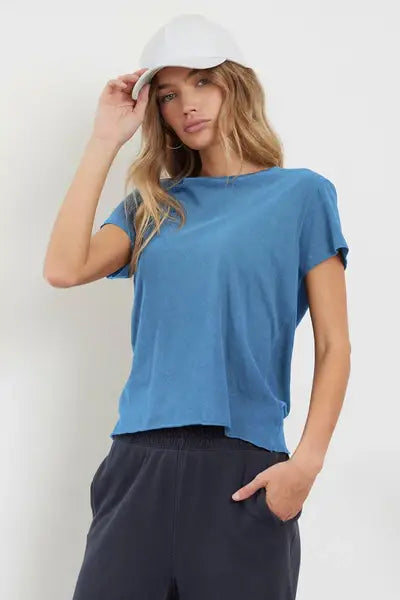 Mitered back Winston Tee in Elemental Blue Relaxed Women's 