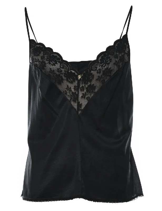 Black Lace Camisole - S Dapper Women's Bow - adorned