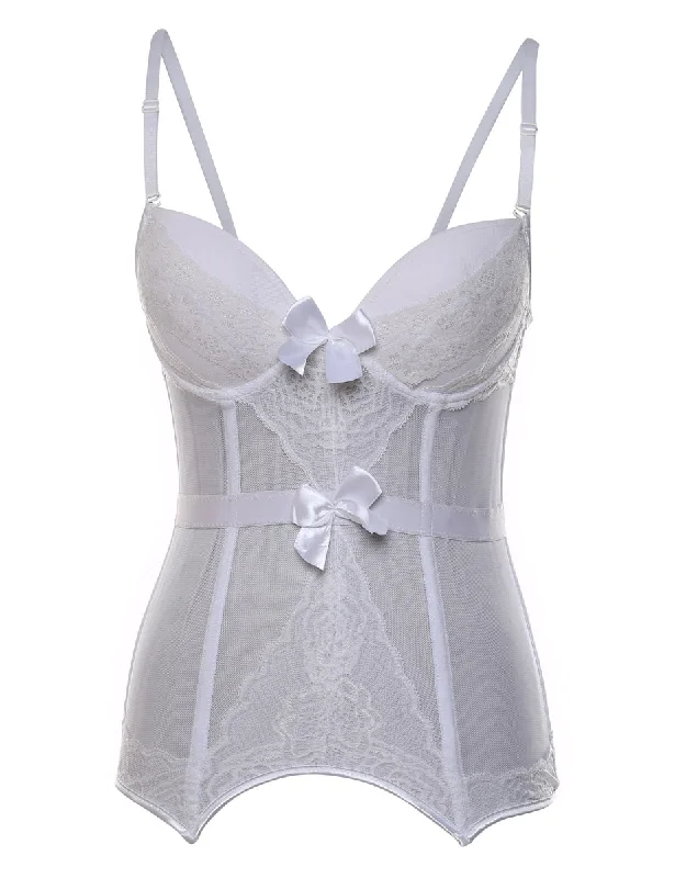 White Sheer Lace Bustier - S Sleek Women's Metallic