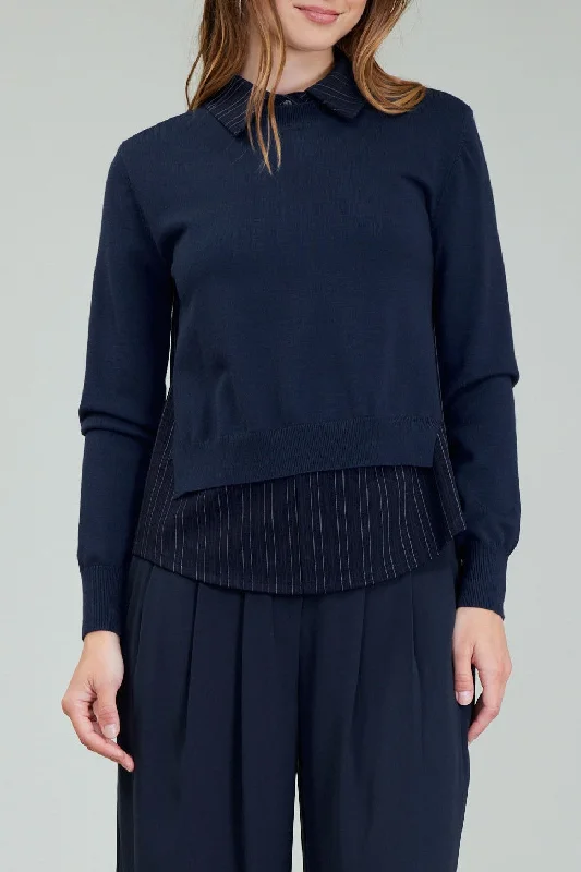 WOVEN COMBO SHIRTS SWEATER WITH SPREAD COLLAR Australian Beach