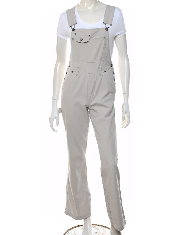 Light Grey Flared Classic Dungarees - W30 L31 Stylish Women's Tropical 