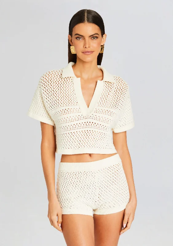 Nani Crochet Crop Polo Earthy Women's Hemp - based