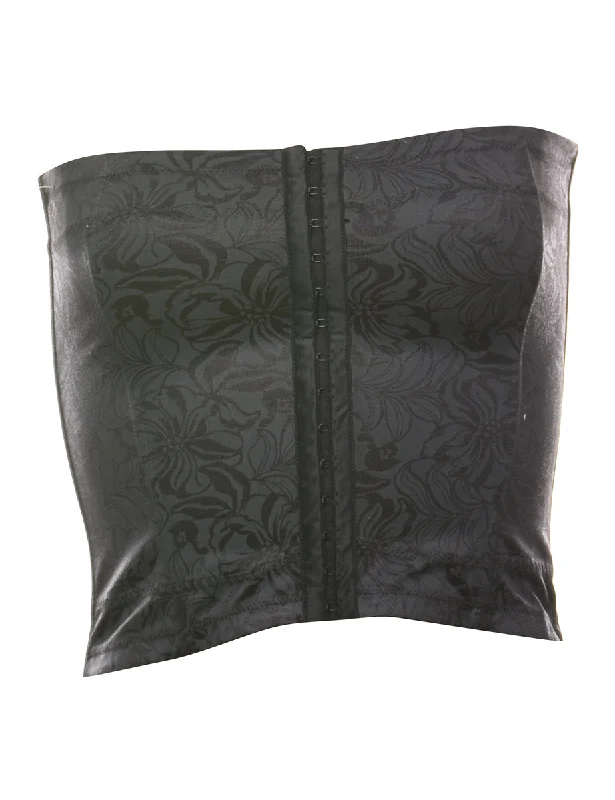 Black Floral Design Corset Top - S Cozy Women's Sherpa - lined