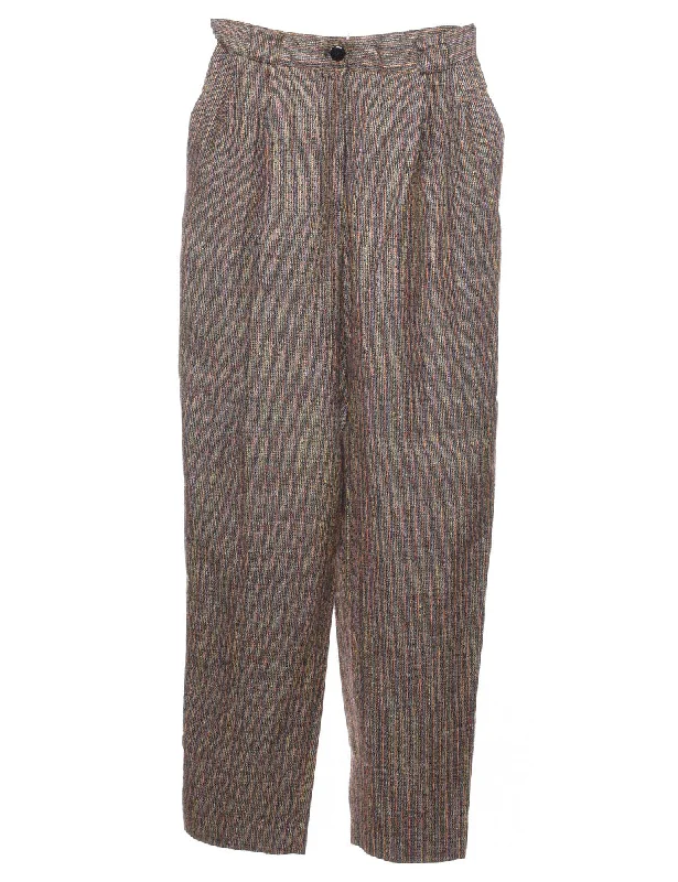 Multi-colour Pinstriped Trousers - W26 L30 Feminine Women's Style 